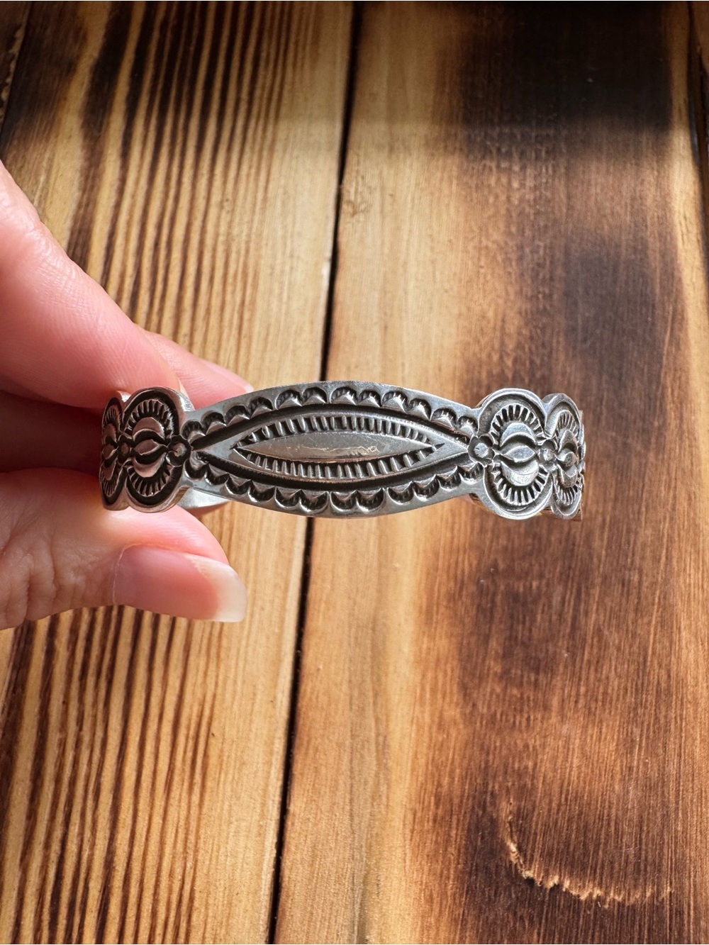 Vtg Arnold Blackgoat Sterling Stamped Cuff - Picture 2 of 7